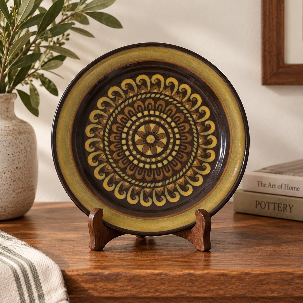 Mikasa Dinner Plate Majorca Terrazo E2802 10.75in Brown MCM Geometric